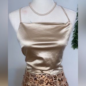 Pearl crisscrossed back crop top